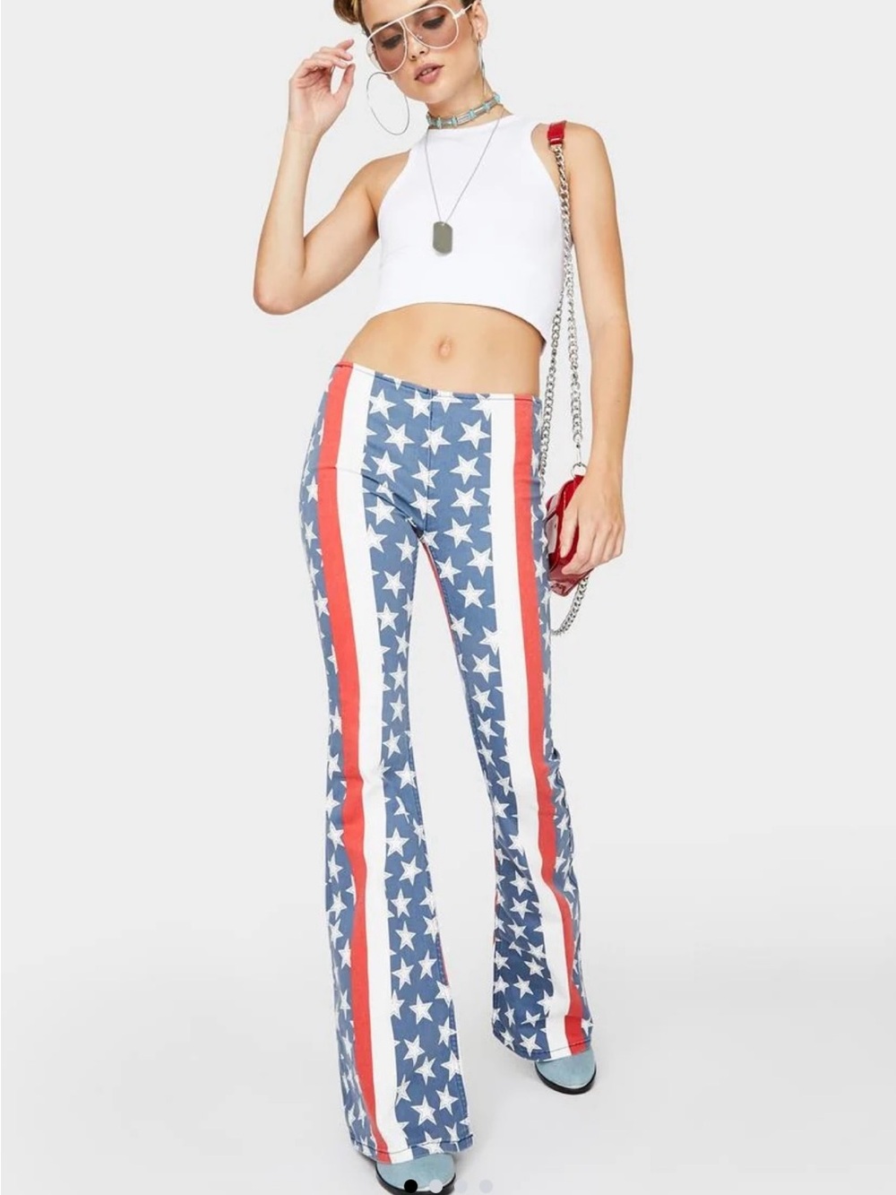 Free People Penney Pull-On Stars & Stripes Flare Jeans